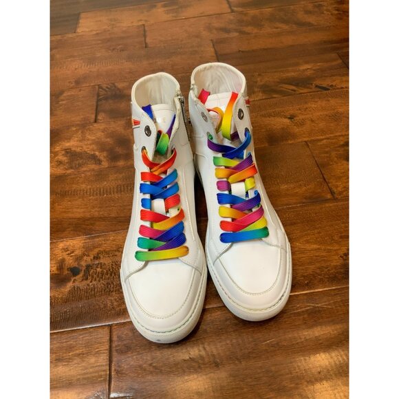 Zadig & Voltaire High Flash Pride High Top White Leather Sneakers Size 41 | 11 - Picture 2 of 9